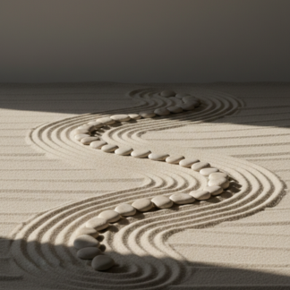 KAVIE. Studio Marketing Branding Design – Zensteine im Sand ziehen feine Linien